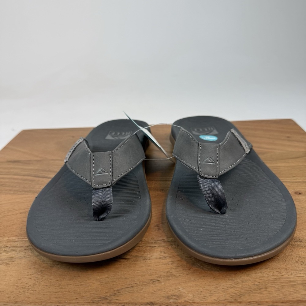 New Mens Reef Santa Ana Grey Casual Slip On Sandals Thong Flip Flops Size 8 D - Picture 2 of 7